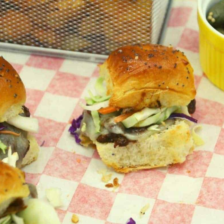 Air Fryer Cheesy BBQ Pork Sliders