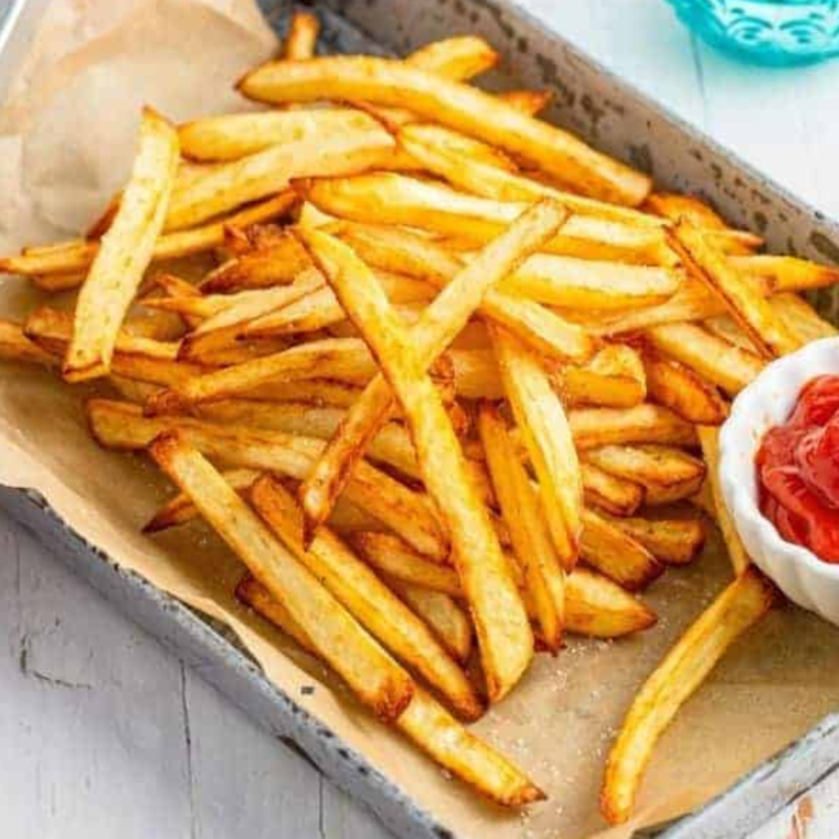 crispy air fryer copycat McDonald’s French fries served hot and golden in a basket