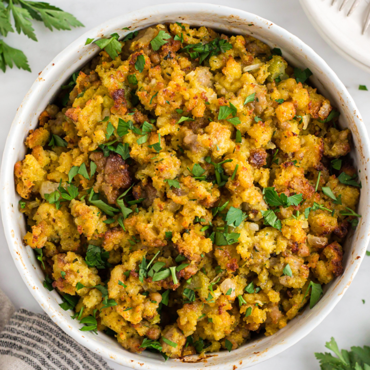 Air Fryer Cornbread Sausage Stuffing