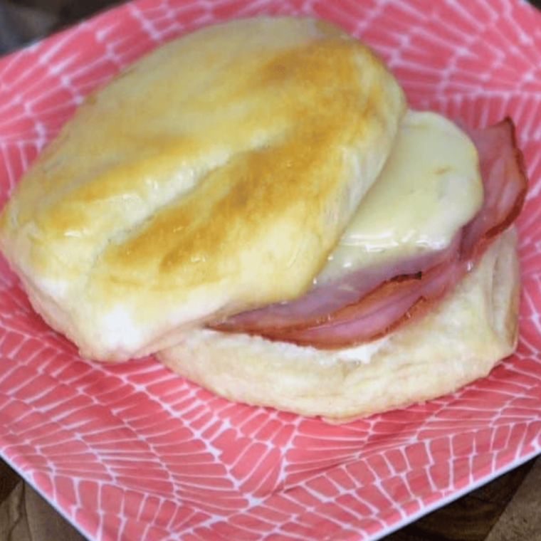 Air Fryer Ham and Cheese Biscuit Sandwiches