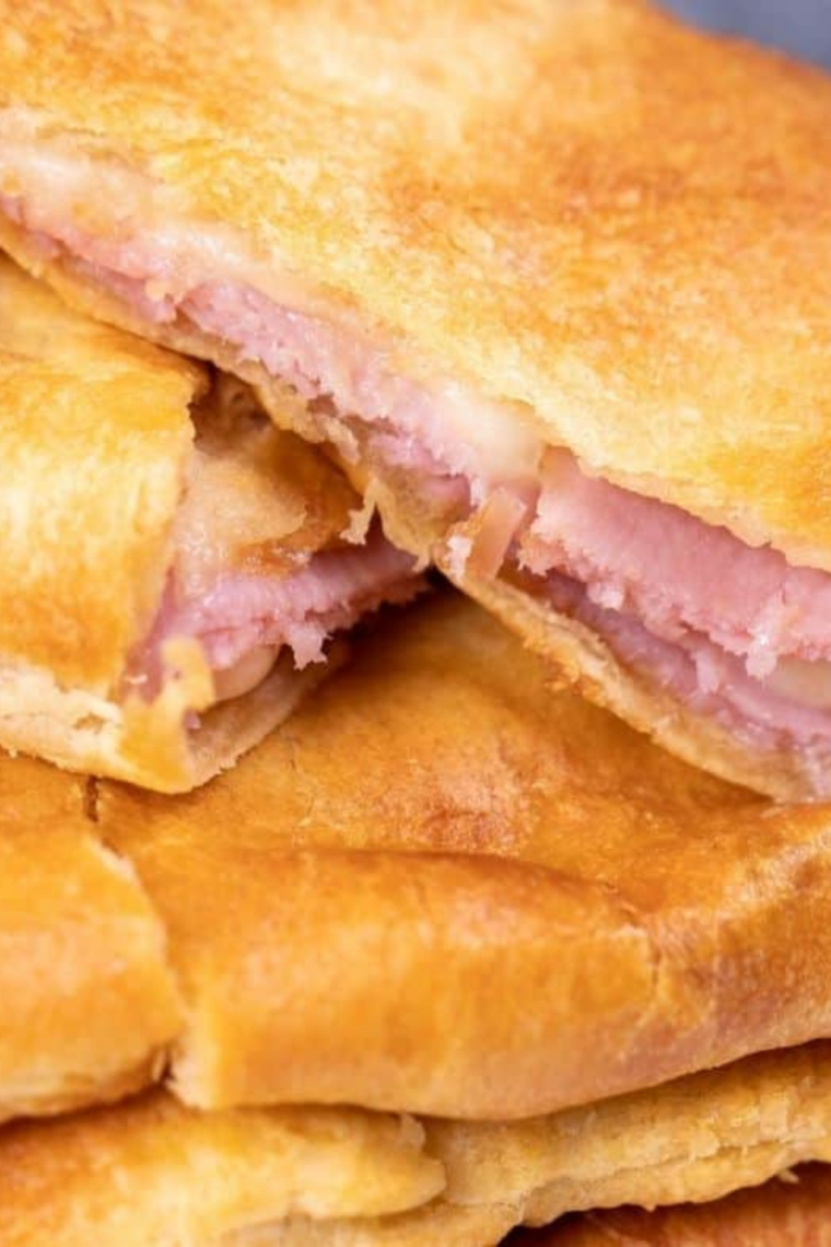 Cook times for your homemade ham and cheese hot pockets may vary depending on your air fryer model]