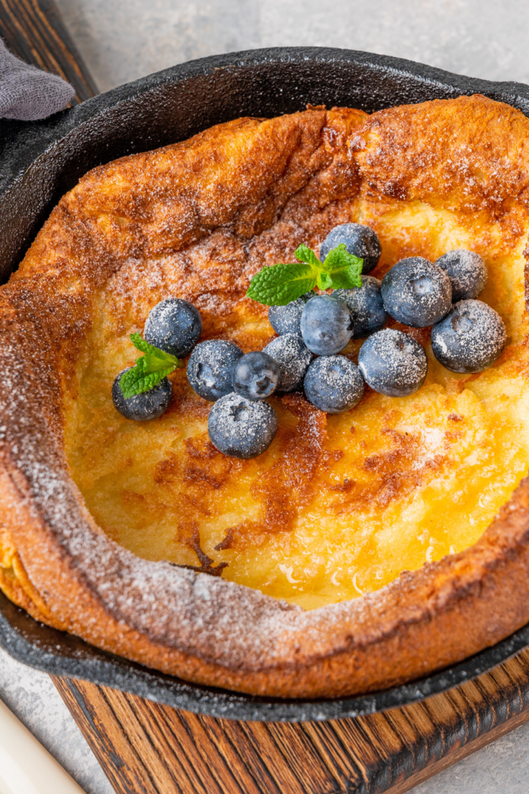 German pancake fresh from air fryer with berries