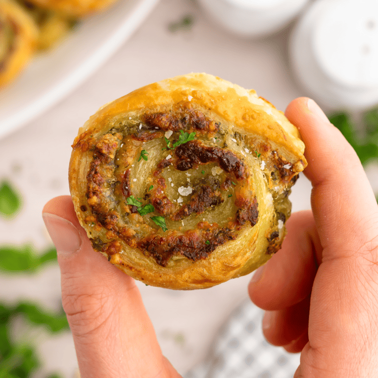 Air Fryer Pesto Pinwheels, perfectly crisped and ready to serve as an appetizer."