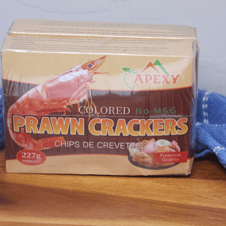 Ingredients Needed For Air Fryer Prawn Crackers on kitchen table.