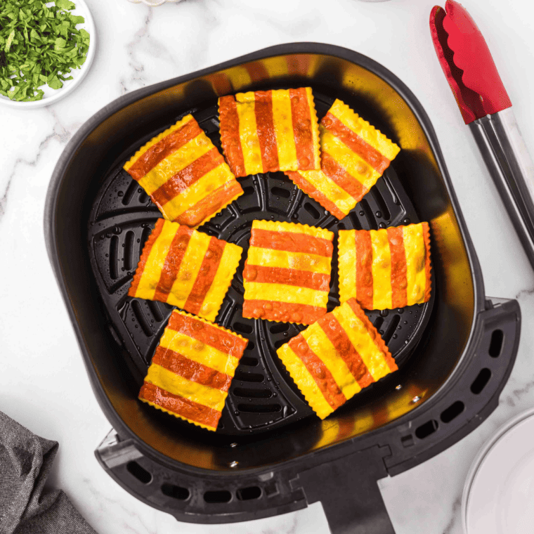 Arrange ravioli in a single layer in the air fryer basket.