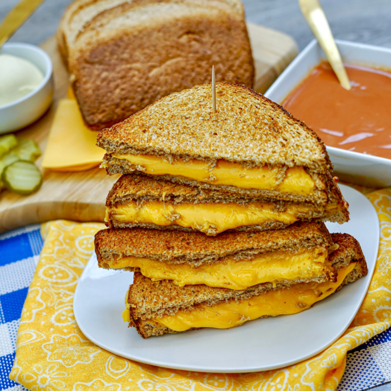 "Healthy grilled cheese with reduced calories, made in an air fryer for crisp perfection."