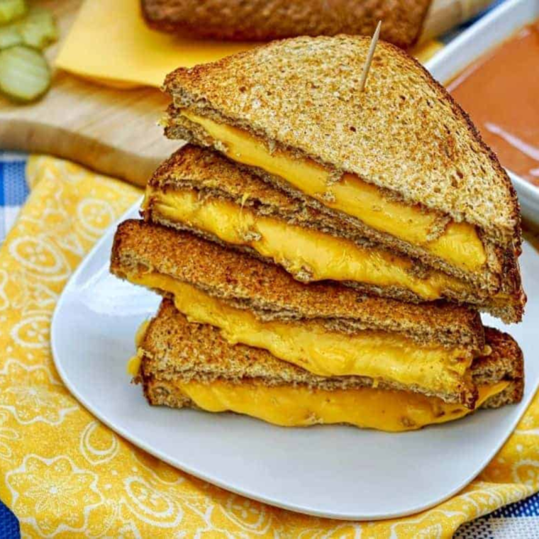 "Air fryer grilled cheese made with healthier, Weight Watcher-friendly ingredients."