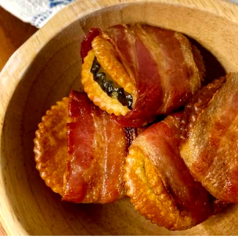 Air Fryer Bacon Wrapped Pickle Dippers
