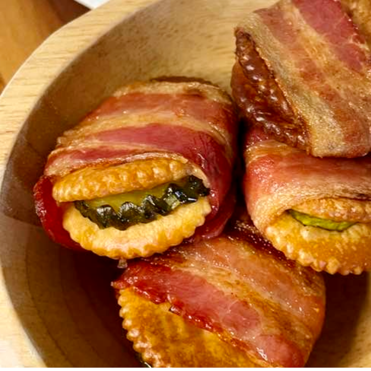 Air Fryer Bacon Wrapped Pickle Dippers