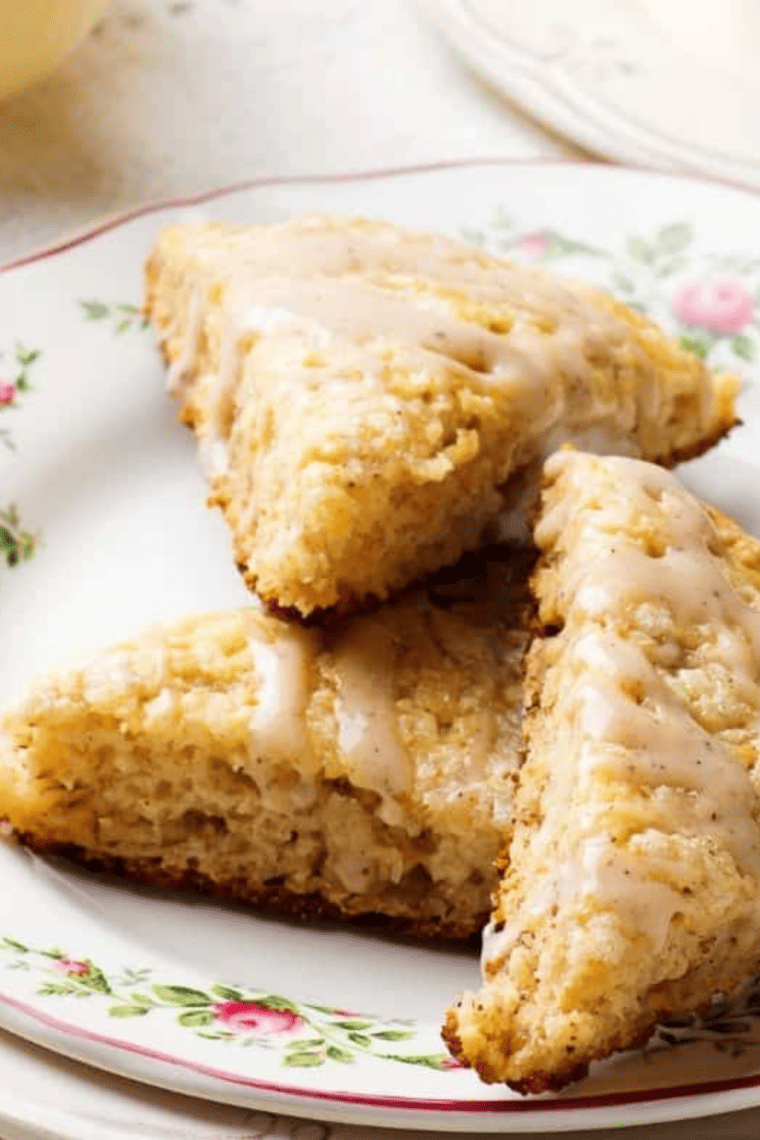 Air Fryer Banana Scones recipe pin with title text overlay.