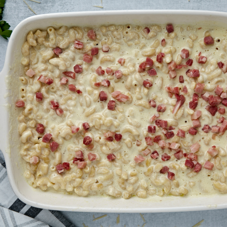 Air Fryer Carbonara Mac and Cheese