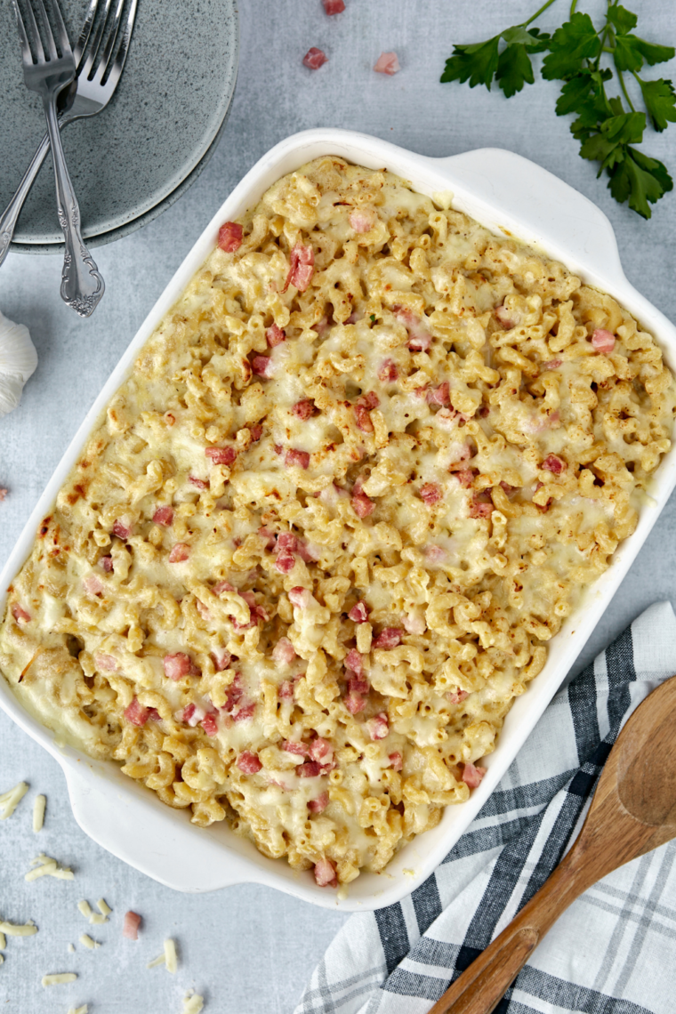 Air Fryer Carbonara Mac and Cheese