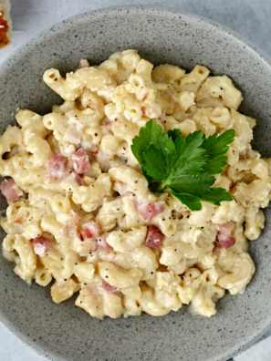 Air Fryer Carbonara Mac and Cheese