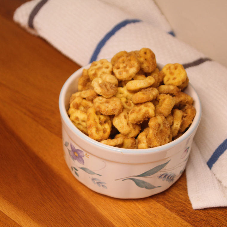 Air Fryer Churro Honeycomb Snack Mix - easy 4-ingredient cinnamon sugar cereal snack recipe