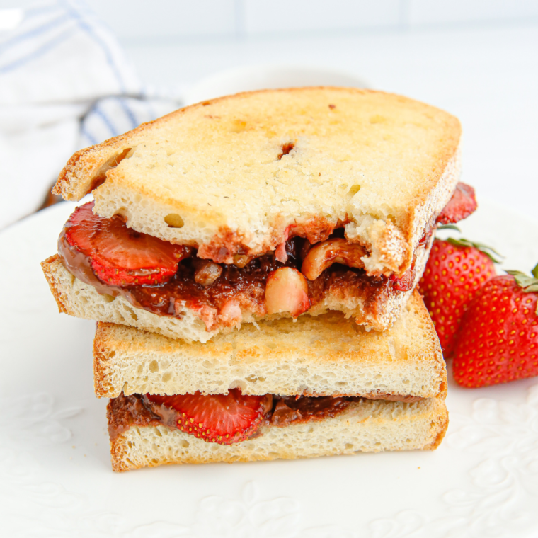 Sweet and savory air fryer panini variations on a wooden board