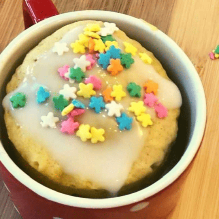 Air Fryer Vanilla Iced Mug Cake