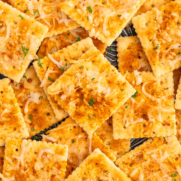 Cheesy Old Bay saltine crackers freshly cooked in the air fryer