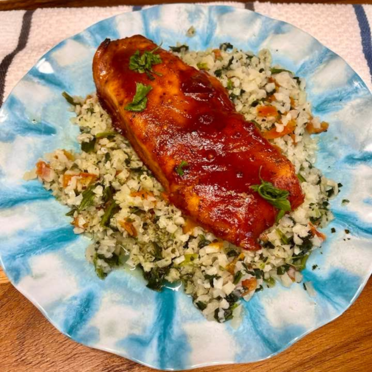 Air Fryer Sea Cuisine Salmon fillet cooked to perfection.