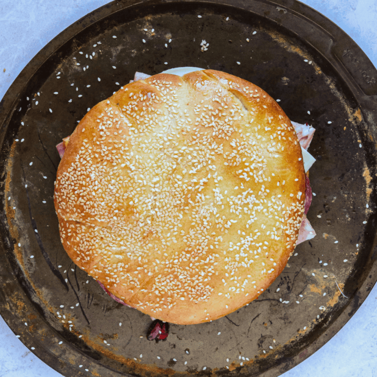 Place the sandwich into the air fryer basket.