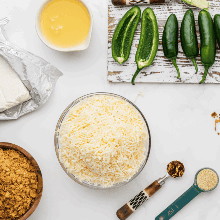 Ingredients needed for Jack In The Box Jalapeno Popper Recipe on kitchen table.