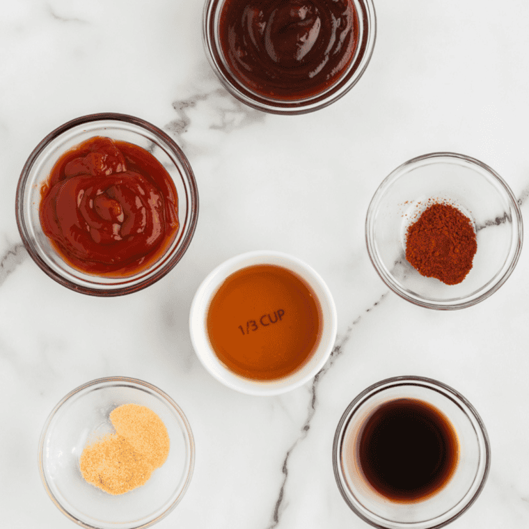 Ingredients needed for KFC Honey BBQ Wings on kitchen table.
