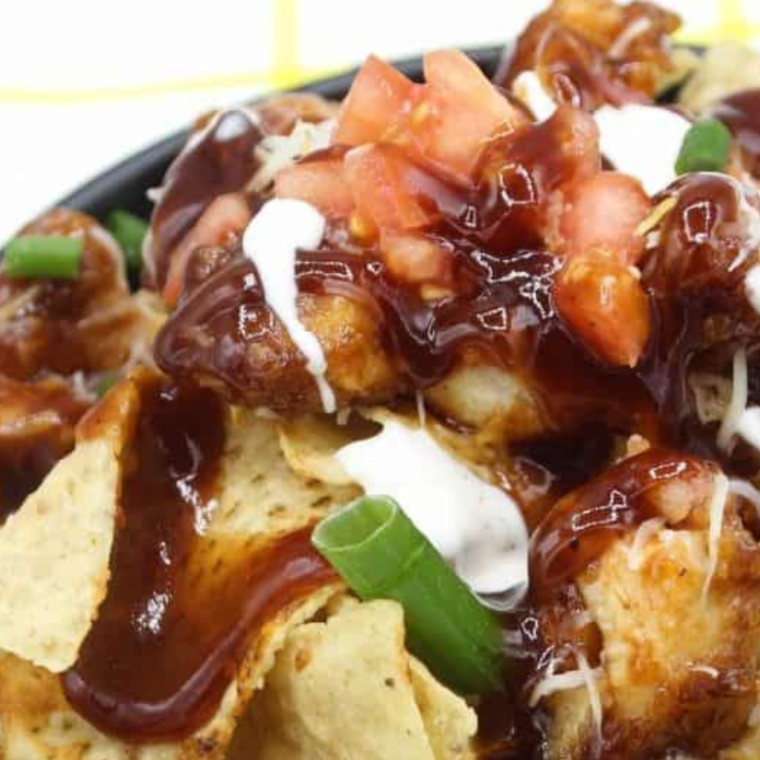 Air Fryer Loaded BBQ Chicken Nachos