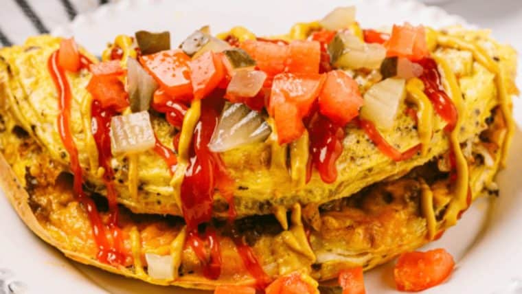 Cheese burger omelette made in the air fryer