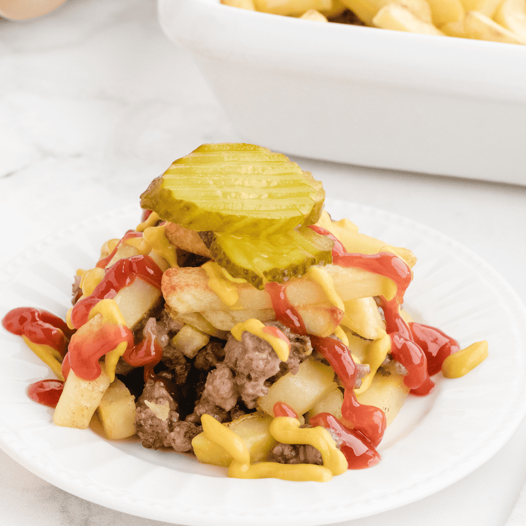 Air Fryer Cheeseburger French Fry Casserole