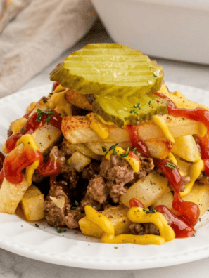 Air Fryer Cheeseburger French Fry Casserole (Easy)