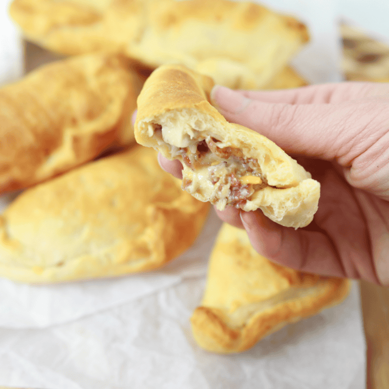 Golden air fryer crescent bites stuffed with creamy chicken, bacon, and melted cheese