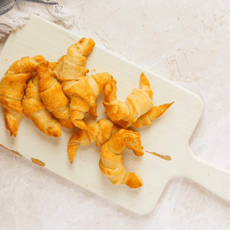 Flaky homemade croissants cooked in the air fryer until golden and buttery.