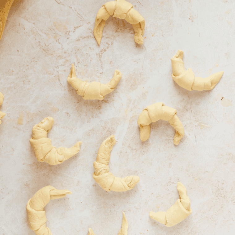 Preheating the air fryer to 350°F before baking croissants.