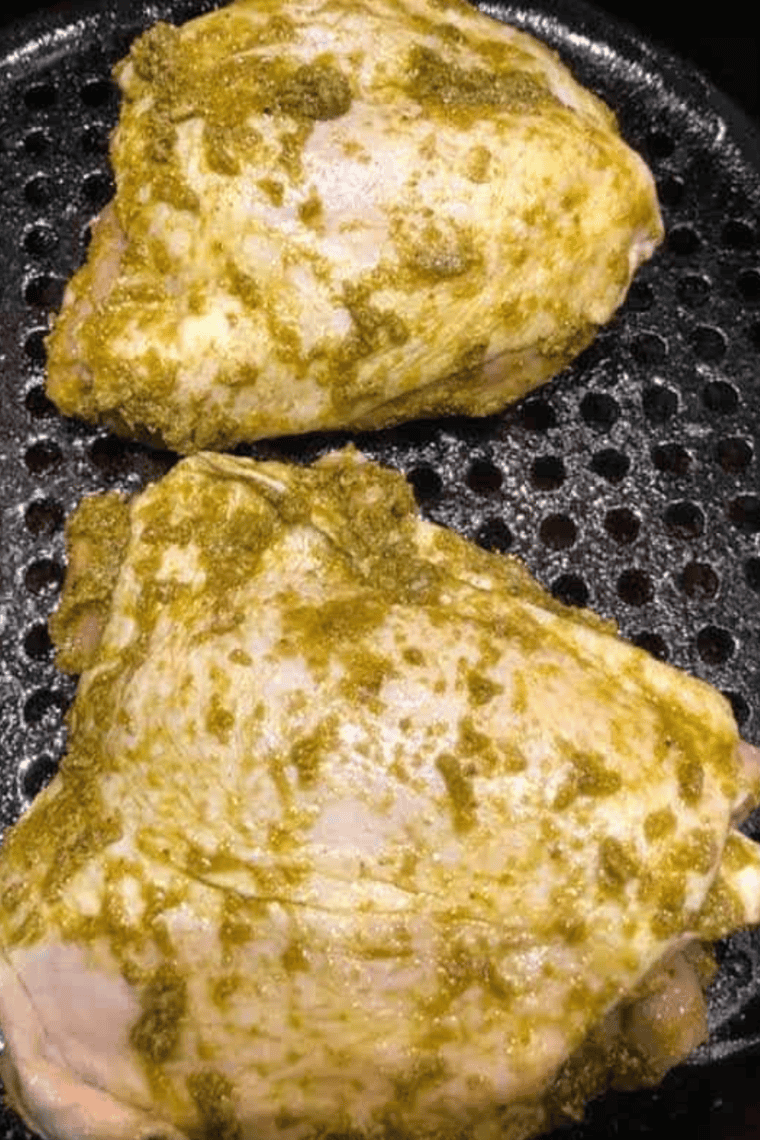 Air Fryer Pesto Chicken Thighs