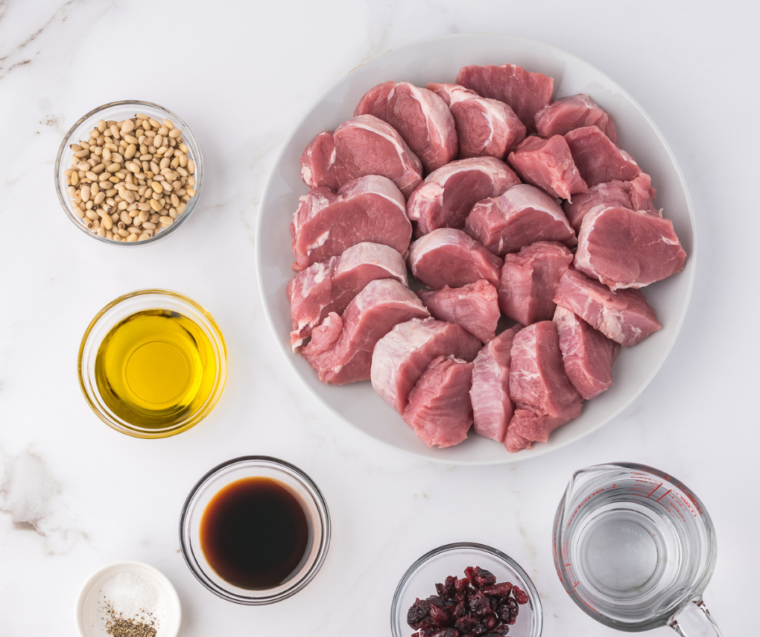Air Fryer Pork Tenderloin Medallions Ingredients on table.