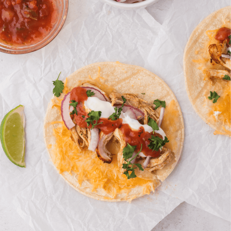 Air Fryer Queso Chicken Tacos