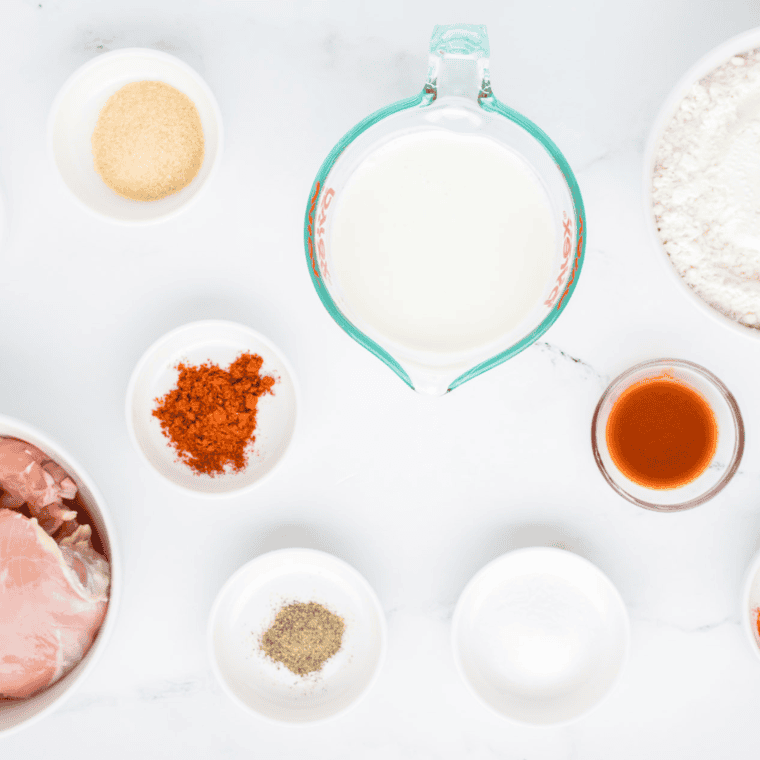 Ingredients Needed For Cracker Barrel Southern Fried Chicken on table.