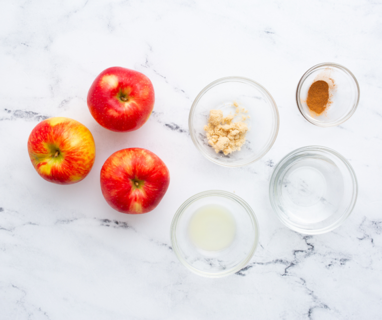 Ingredients needed for Air Fryer Apple Pie Pops on kitchen table.