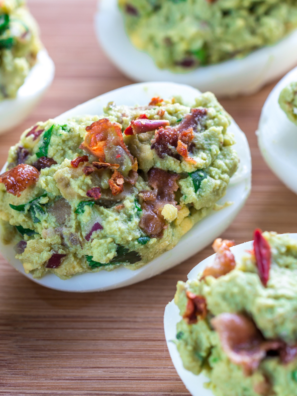 air fryer guacamole deviled eggs