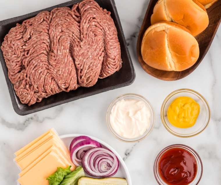 Culver's Butter Burger Ingredients on kitchen table.