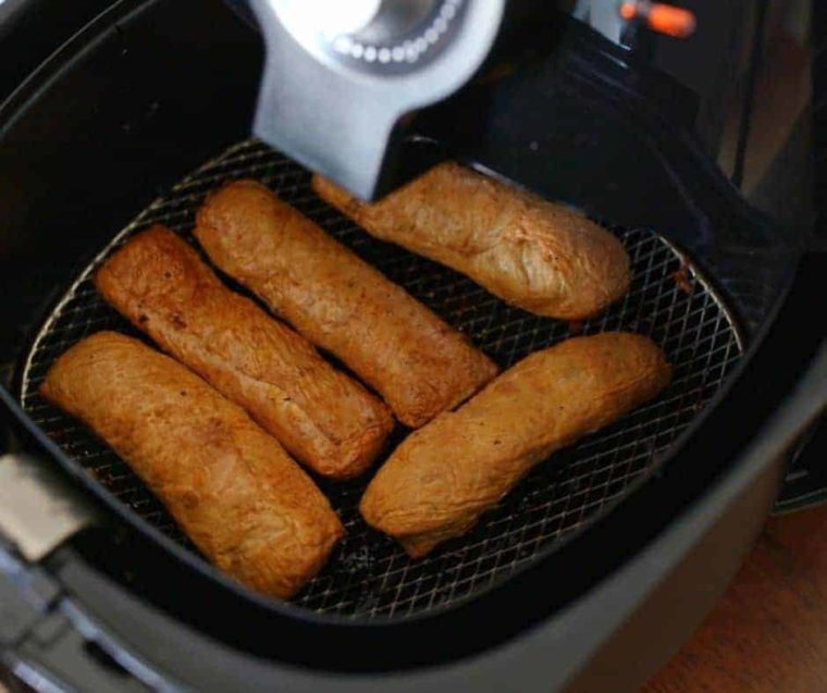 overhead: food in air fryer basket