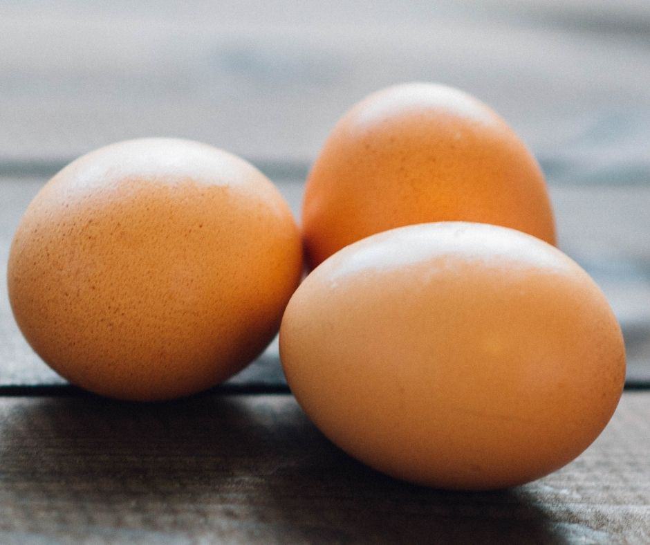 closeup: 3 hard boiled eggs 