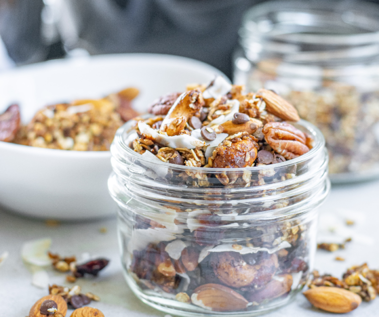 Homemade air fryer muesli, a quick and healthy toasted breakfast cereal