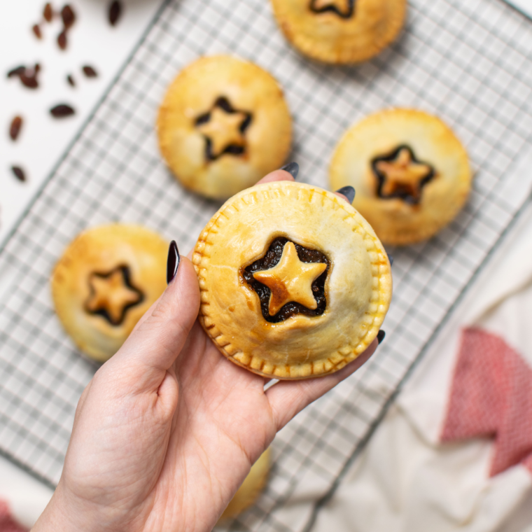 Air Fryer Mincemeat Pies served on a plate, filled with sweet and spiced mincemeat.