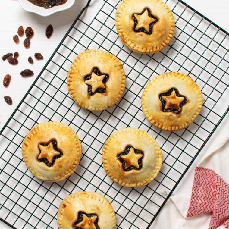 Close-up of Air Fryer Mincemeat Pies with a crispy, golden crust.