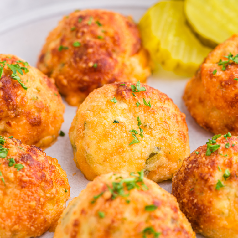 "Crispy air fryer pickle balls with a crunchy coating"