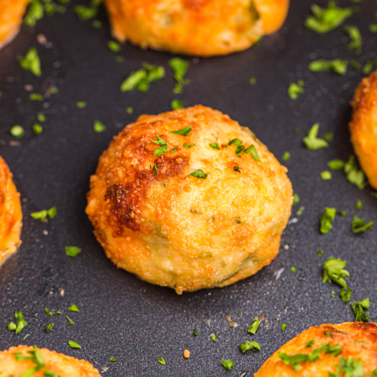 Air Fryer Pickle Balls cooked to golden perfection, crispy and delicious.