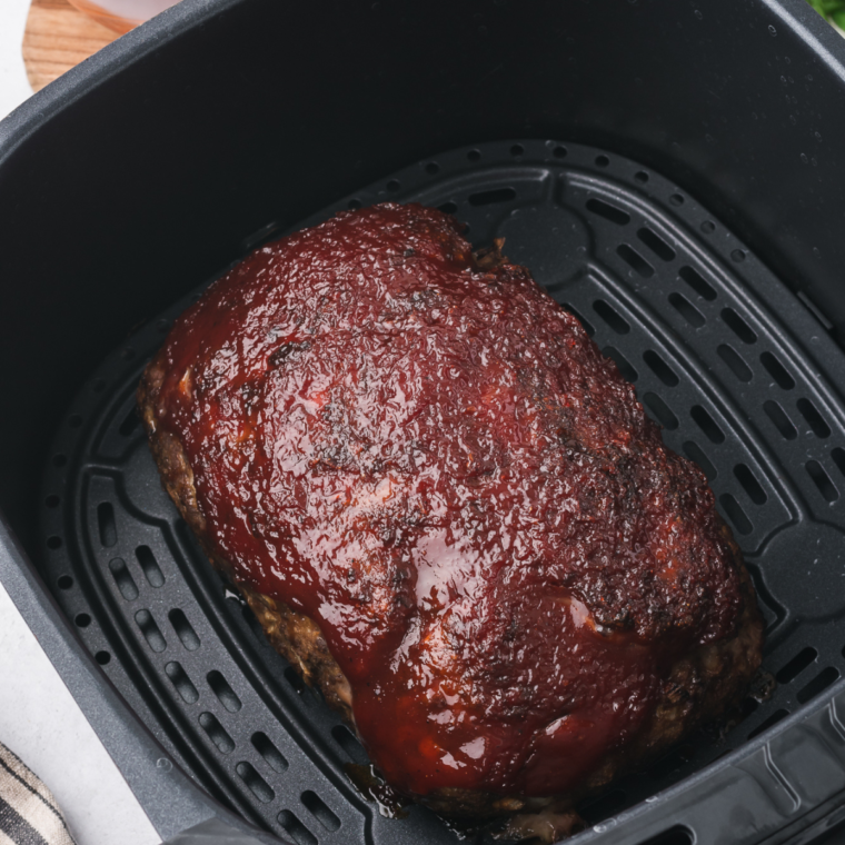 "Top view of Outback-inspired meatloaf topped with sweet and spicy glaze"