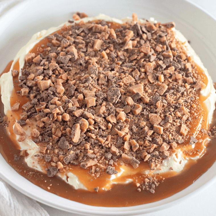 Delicious Toffee Apple Dip served with fresh apple slices for dipping.
