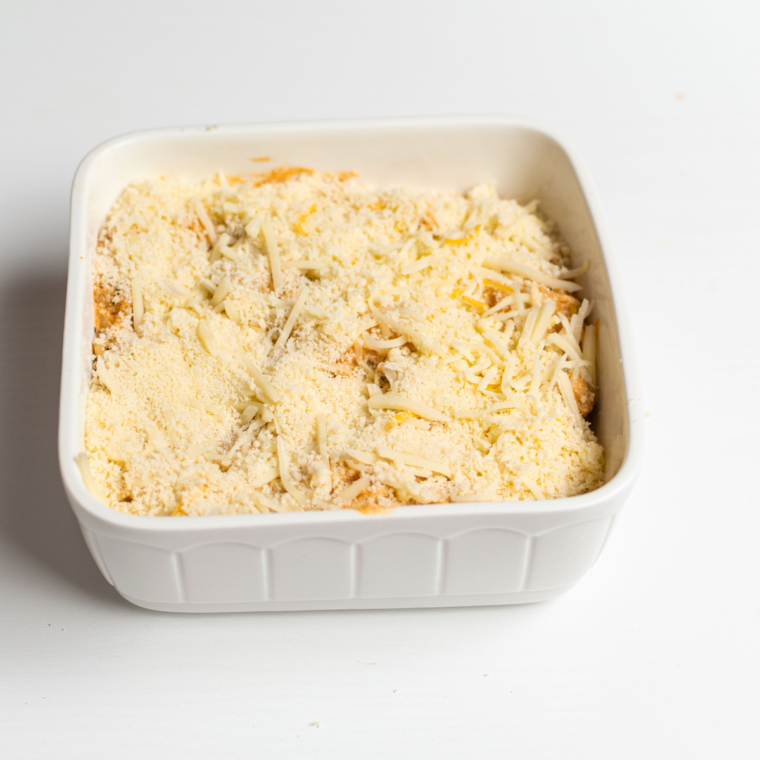 Easy Air Fryer Baked Spaghetti Recipe uncooked in the baking pan.