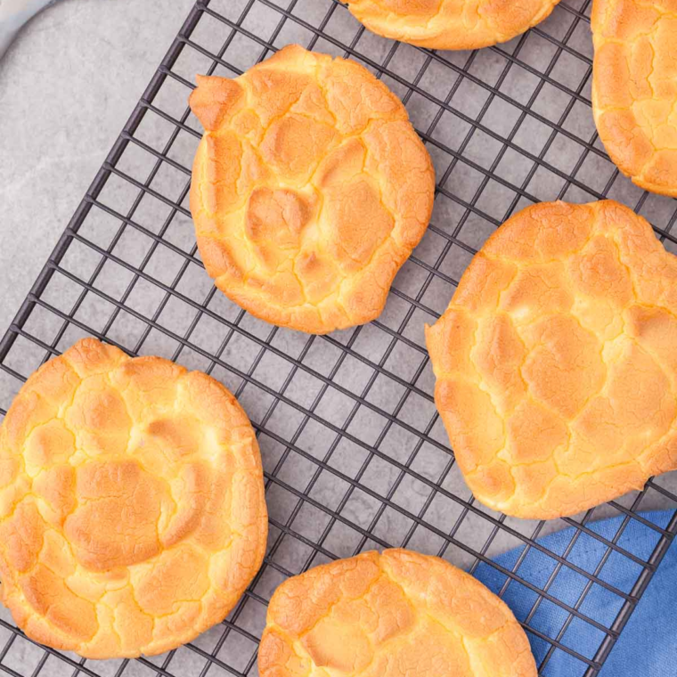 Golden, crispy Air Fryer Keto Cloud Bread Chips, a perfect low-carb snack for keto diets, ideal for dipping or enjoying on their own.